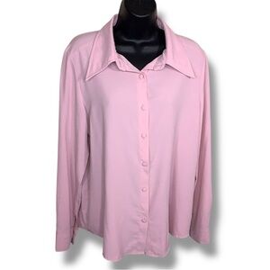 Pastel Pink Long Sleeve Button Up Short US 8 10 Womens Shein Collar